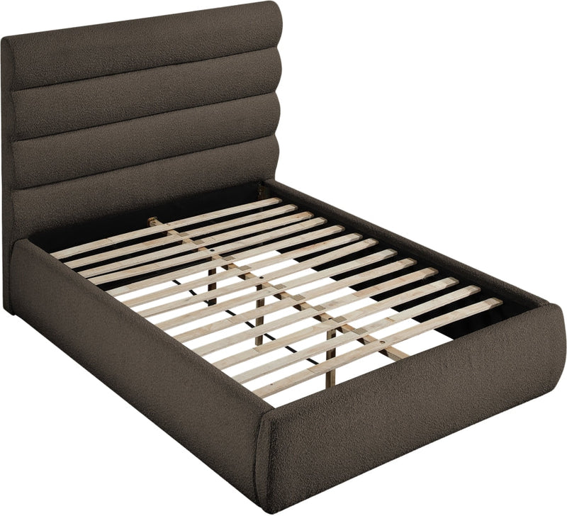 Adam Boucle Fabric Upholstered Full Bed in Brown - B1256Brown-F