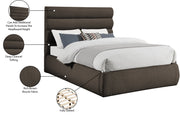 Adam Boucle Fabric Upholstered Full Bed in Brown - B1256Brown-F