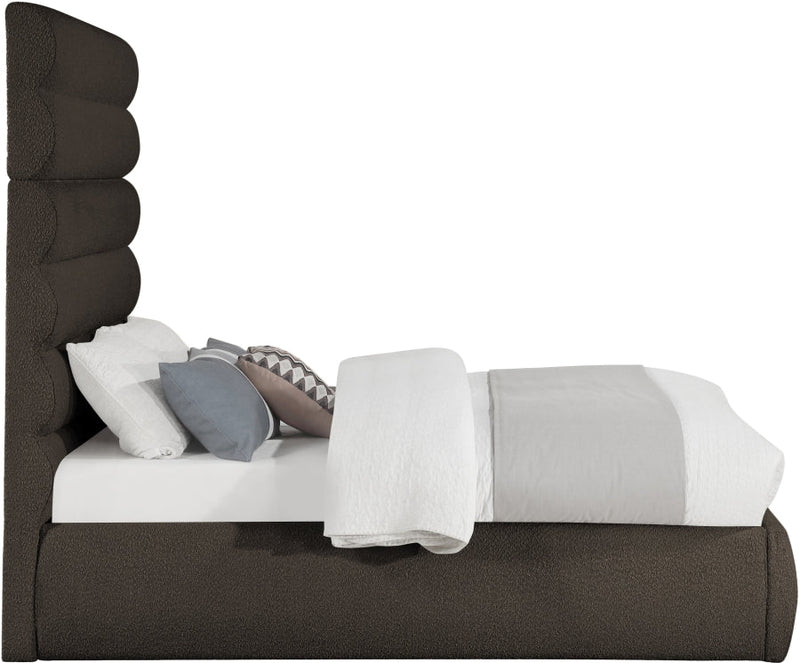 Adam Boucle Fabric Upholstered Full Bed in Brown - B1256Brown-F70