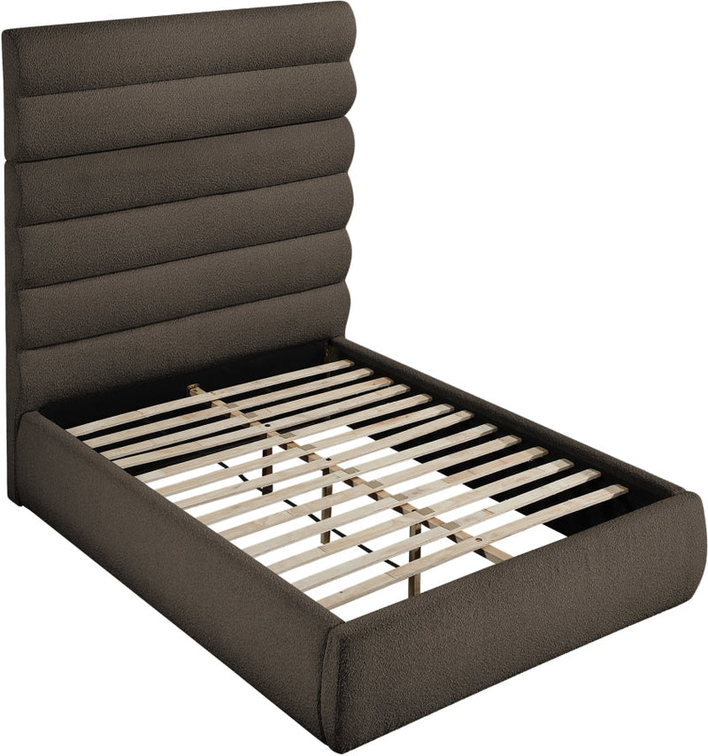 Adam Boucle Fabric Upholstered Full Bed in Brown - B1256Brown-F70