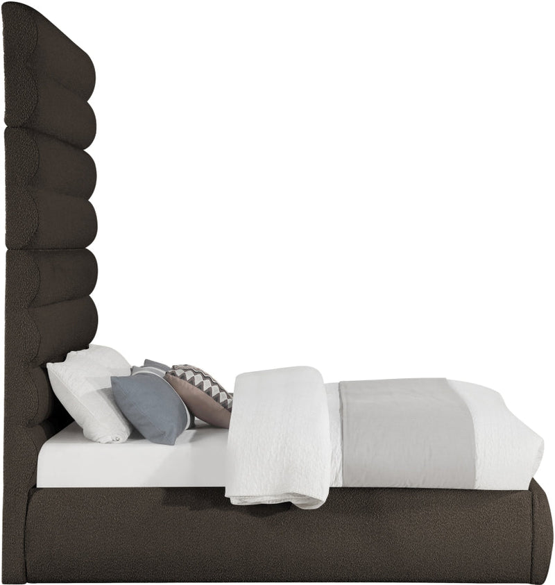 Adam Boucle Fabric Upholstered Full Bed in Brown - B1256Brown-F90
