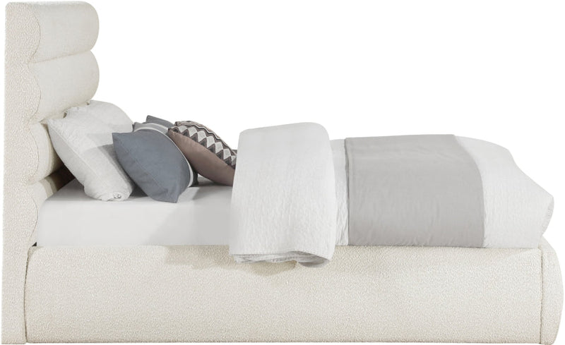 Adam Boucle Fabric Upholstered Full Bed in Cream - B1256Cream-F