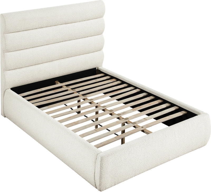 Adam Boucle Fabric Upholstered Full Bed in Cream - B1256Cream-F