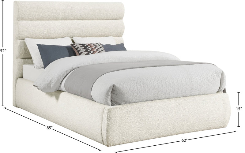 Adam Boucle Fabric Upholstered Full Bed in Cream - B1256Cream-F