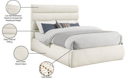 Adam Boucle Fabric Upholstered Full Bed in Cream - B1256Cream-F
