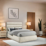 Adam Boucle Fabric Upholstered Full Bed in Cream - B1256Cream-F