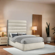 Adam Boucle Fabric Upholstered Full Bed in Cream - B1256Cream-F70