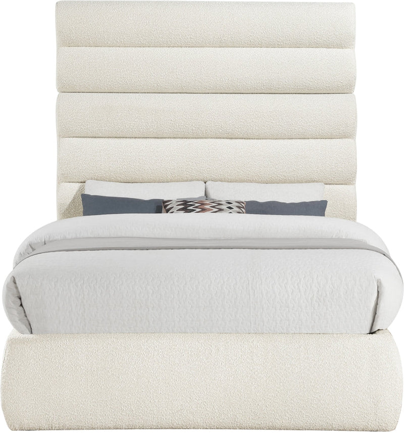 Adam Boucle Fabric Upholstered Full Bed in Cream - B1256Cream-F70