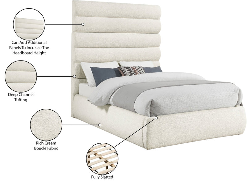 Adam Boucle Fabric Upholstered Full Bed in Cream - B1256Cream-F70