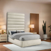 Adam Boucle Fabric Upholstered Full Bed in Cream - B1256Cream-F90
