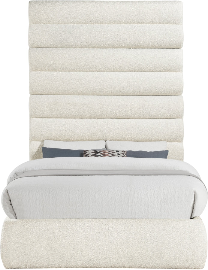 Adam Boucle Fabric Upholstered Full Bed in Cream - B1256Cream-F90