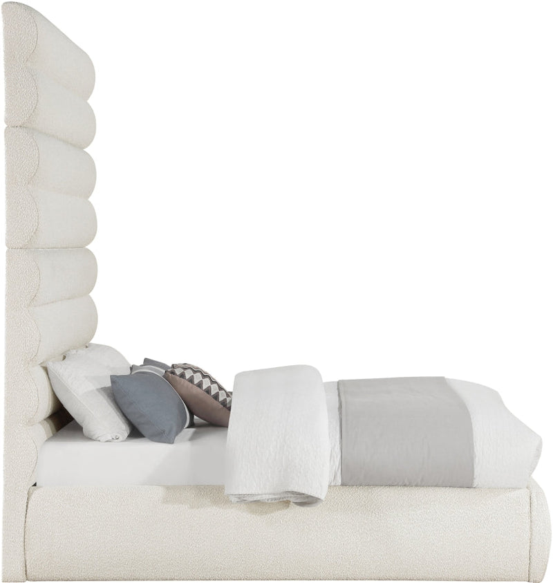 Adam Boucle Fabric Upholstered Full Bed in Cream - B1256Cream-F90