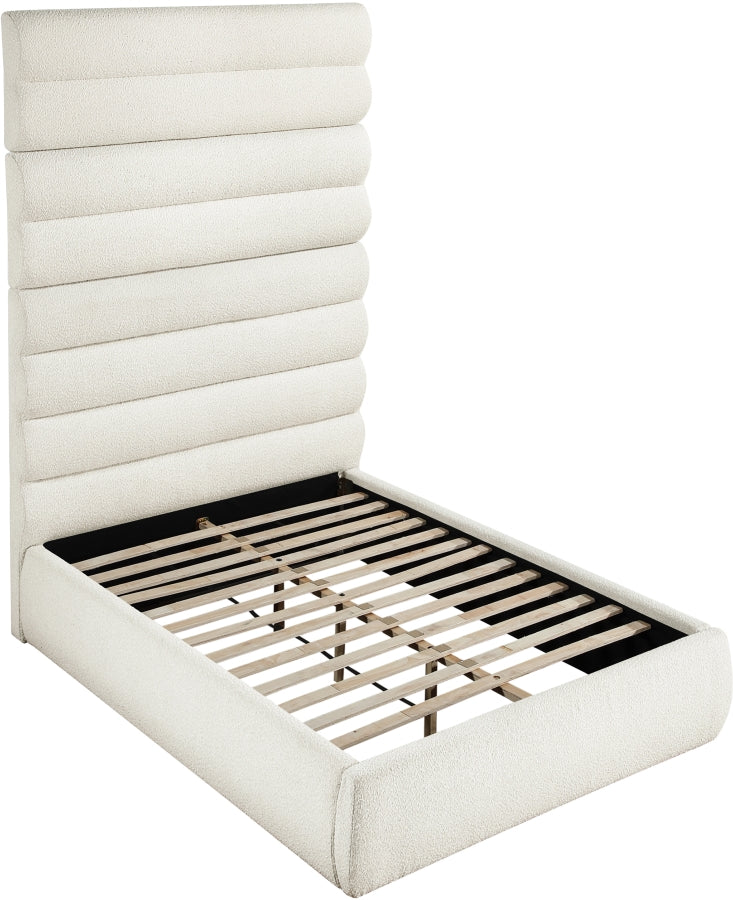 Adam Boucle Fabric Upholstered Full Bed in Cream - B1256Cream-F90