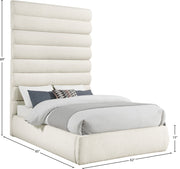 Adam Boucle Fabric Upholstered Full Bed in Cream - B1256Cream-F90