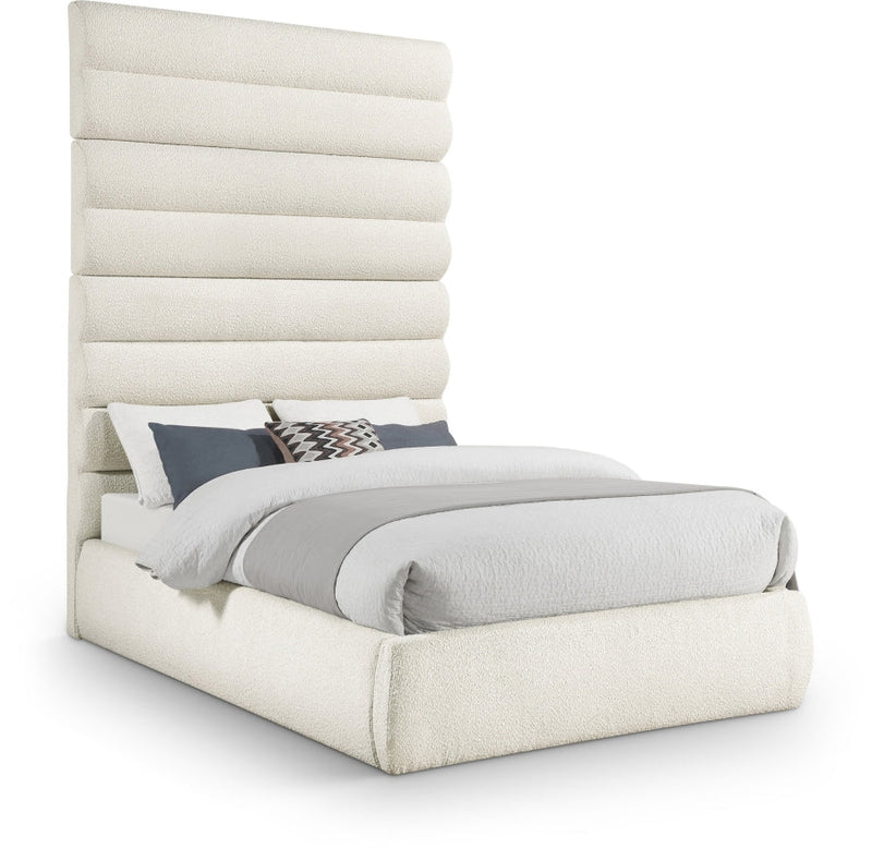 Adam Boucle Fabric Upholstered Full Bed in Cream - B1256Cream-F90