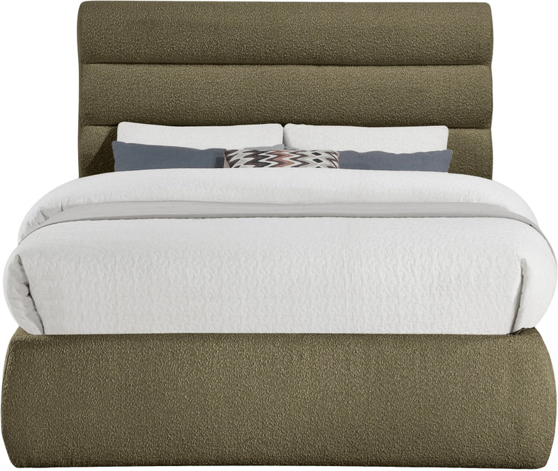 Adam Boucle Fabric Upholstered Full Bed in Olive - B1256Olive-F