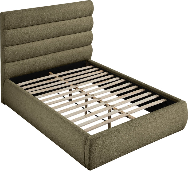 Adam Boucle Fabric Upholstered Full Bed in Olive - B1256Olive-F