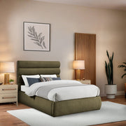 Adam Boucle Fabric Upholstered Full Bed in Olive - B1256Olive-F
