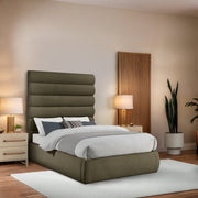 Adam Boucle Fabric Upholstered Full Bed in Olive - B1256Olive-F70
