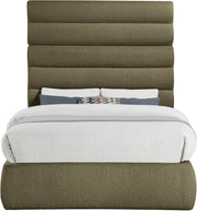 Adam Boucle Fabric Upholstered Full Bed in Olive - B1256Olive-F70