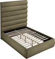 Adam Boucle Fabric Upholstered Full Bed in Olive - B1256Olive-F70