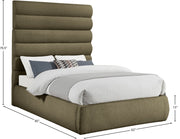 Adam Boucle Fabric Upholstered Full Bed in Olive - B1256Olive-F70