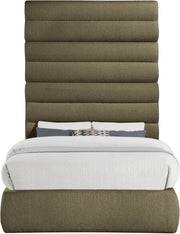 Adam Boucle Fabric Upholstered Full Bed in Olive - B1256Olive-F90