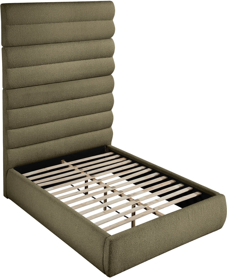 Adam Boucle Fabric Upholstered Full Bed in Olive - B1256Olive-F90