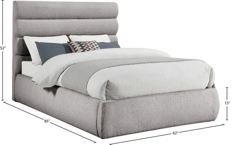 Adam Boucle Fabric Upholstered Full Bed in Taupe - B1256Taupe-F
