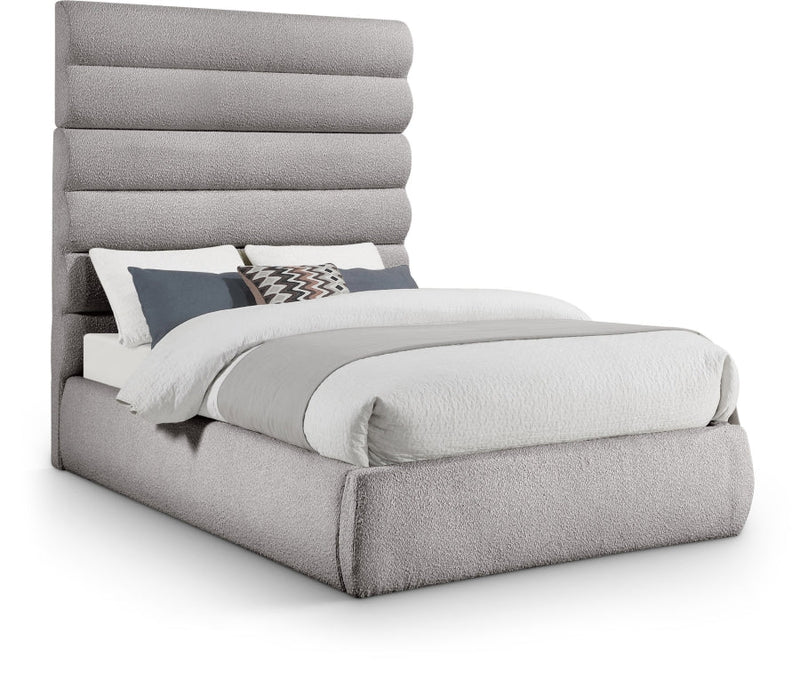Adam Boucle Fabric Upholstered Full Bed in Taupe - B1256Taupe-F70