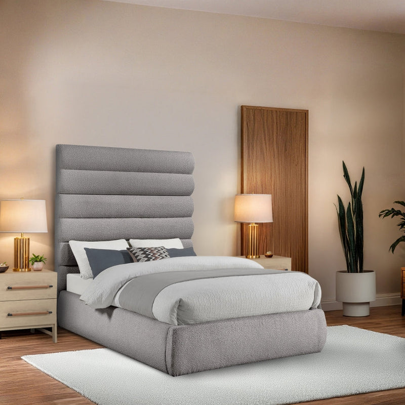 Adam Boucle Fabric Upholstered Full Bed in Taupe - B1256Taupe-F70