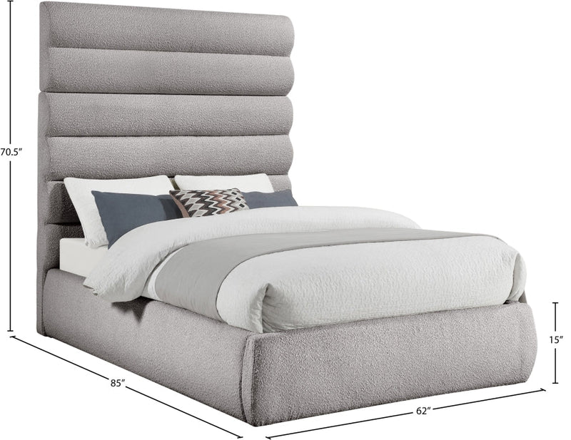 Adam Boucle Fabric Upholstered Full Bed in Taupe - B1256Taupe-F70
