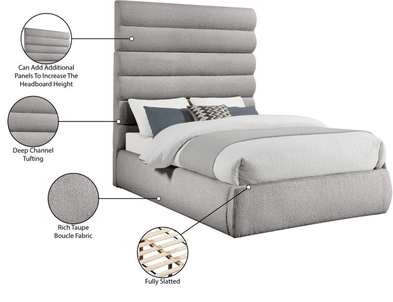 Adam Boucle Fabric Upholstered Full Bed in Taupe - B1256Taupe-F70