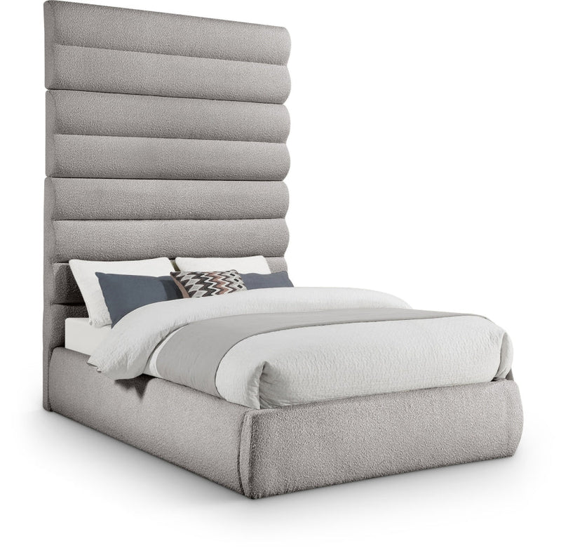 Adam Boucle Fabric Upholstered Full Bed in Taupe - B1256Taupe-F90