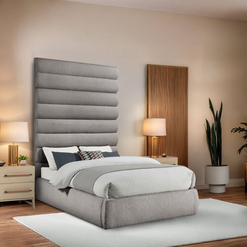 Adam Boucle Fabric Upholstered Full Bed in Taupe - B1256Taupe-F90