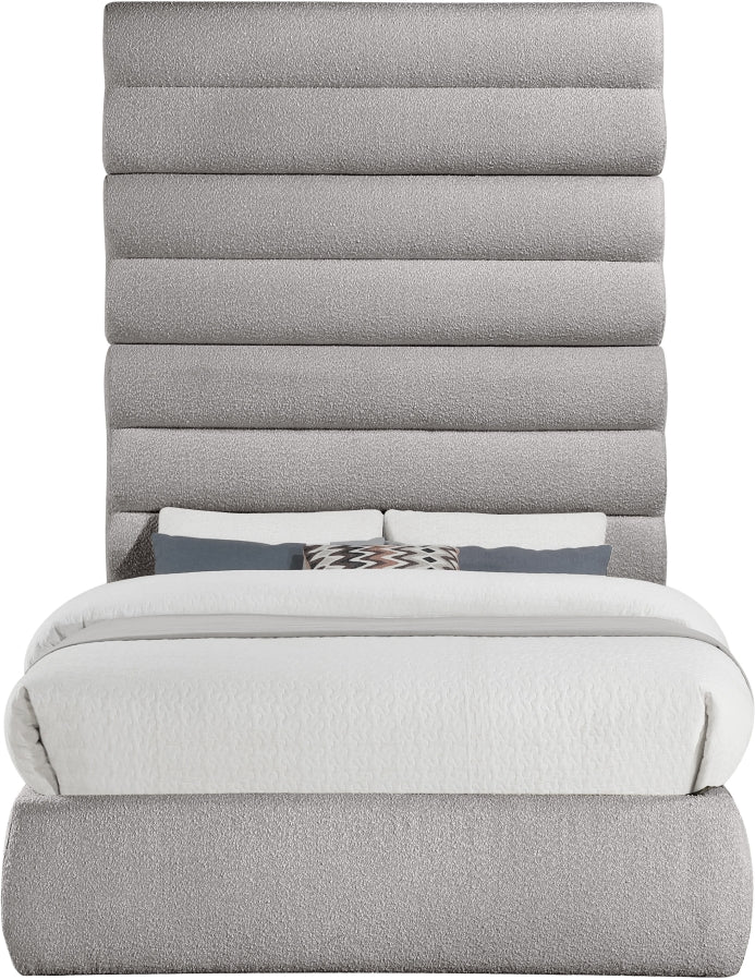Adam Boucle Fabric Upholstered Full Bed in Taupe - B1256Taupe-F90