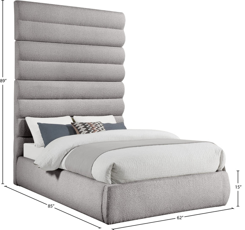 Adam Boucle Fabric Upholstered Full Bed in Taupe - B1256Taupe-F90