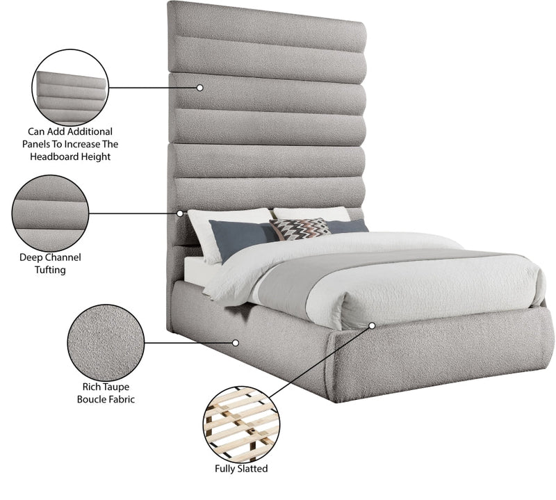 Adam Boucle Fabric Upholstered Full Bed in Taupe - B1256Taupe-F90