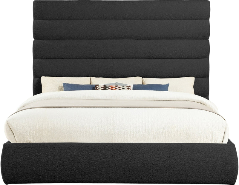 Adam Boucle Fabric Upholstered King Bed in Black - B1256Black-K70