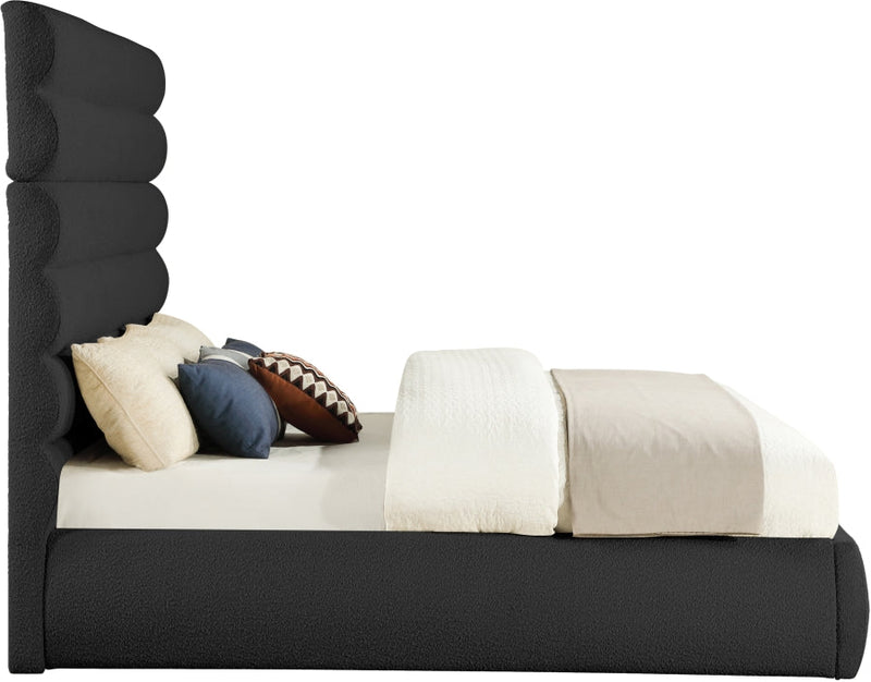 Adam Boucle Fabric Upholstered King Bed in Black - B1256Black-K70