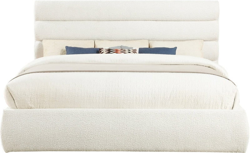 Adam Boucle Fabric Upholstered King Bed in Cream - B1256Cream-K
