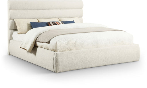 Adam Boucle Fabric Upholstered King Bed in Cream - B1256Cream-K