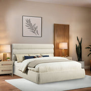 Adam Boucle Fabric Upholstered King Bed in Cream - B1256Cream-K