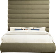 Adam Boucle Fabric Upholstered King Bed in Olive - B1256Olive-K90
