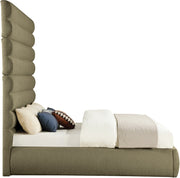 Adam Boucle Fabric Upholstered King Bed in Olive - B1256Olive-K90
