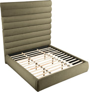 Adam Boucle Fabric Upholstered King Bed in Olive - B1256Olive-K90