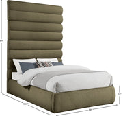 Adam Boucle Fabric Upholstered King Bed in Olive - B1256Olive-K90