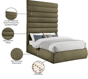 Adam Boucle Fabric Upholstered King Bed in Olive - B1256Olive-K90