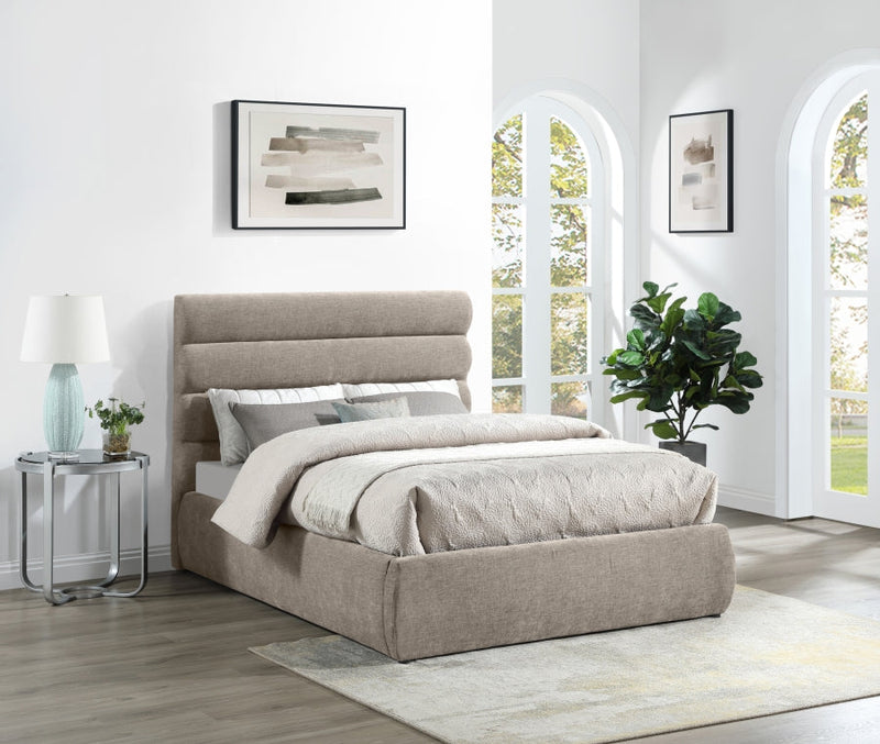 Adam Chenille Fabric Upholstered Full Bed in Beige - B1257Beige-F