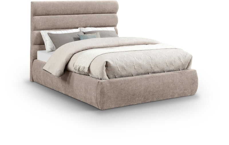 Adam Chenille Fabric Upholstered Full Bed in Beige - B1257Beige-F